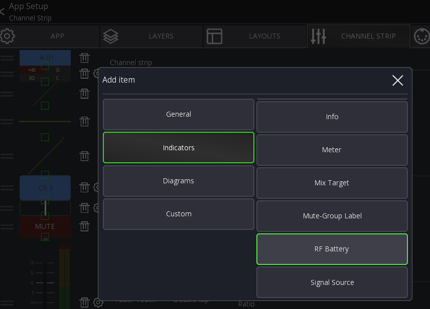 Channel strip config