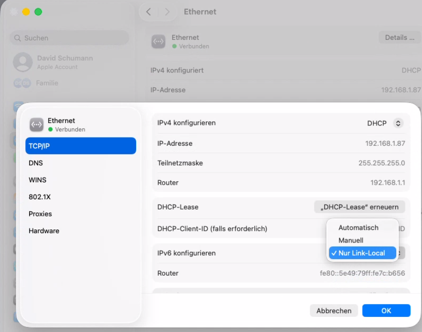 MacOS Network config